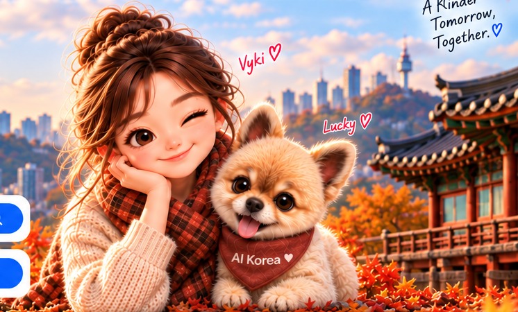 Vyki and Lucky in autumn Korea